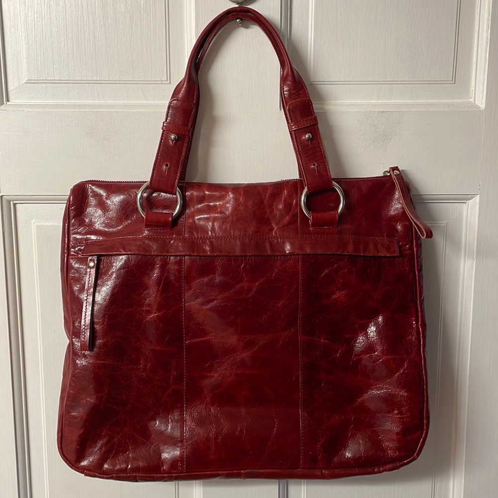 Latico red leather purse laptop tote